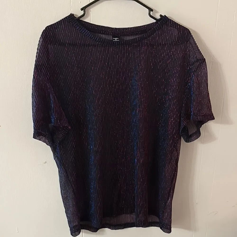 Manfinity Purple/Blue Sheer Black Top